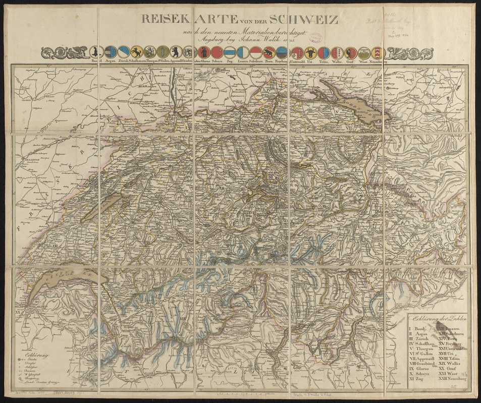 Reisekarte von der Schweiz nach den neuesten materialien berichtiget