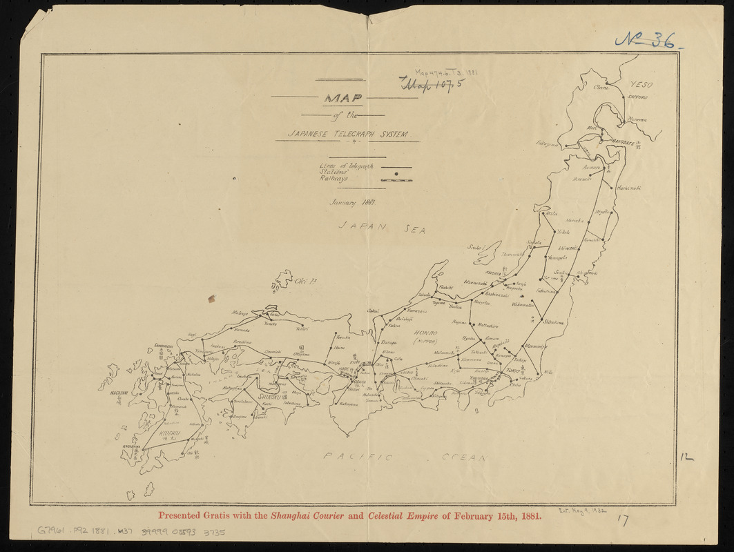 Map of the Japanese telegraph system