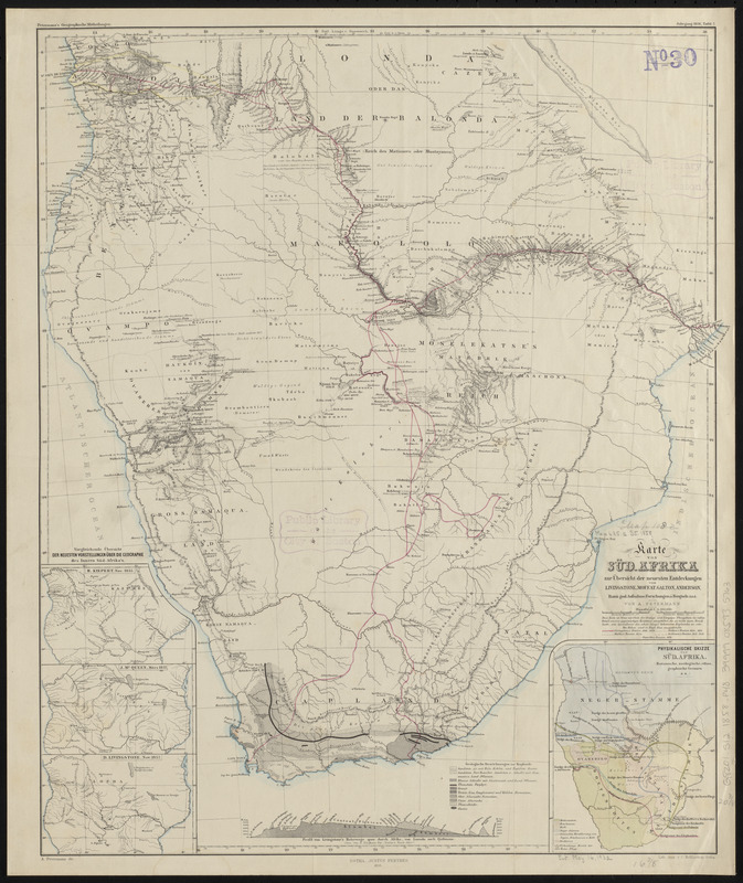 Karte von Süd-Afrika zur übersicht der neuesten entdeckungen von Livingstone, Moffat, Galton, Anderson