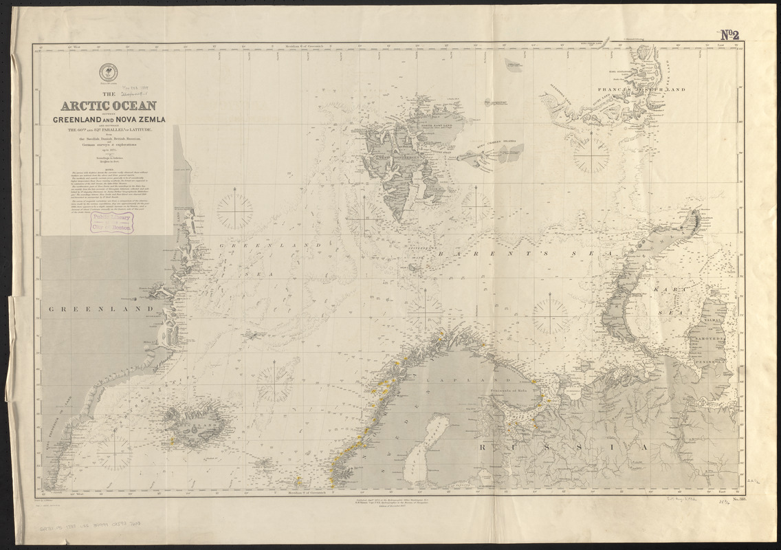 The Arctic Ocean between Greenland and Nova Zemla and between the 60th and 82d parallels of latitude