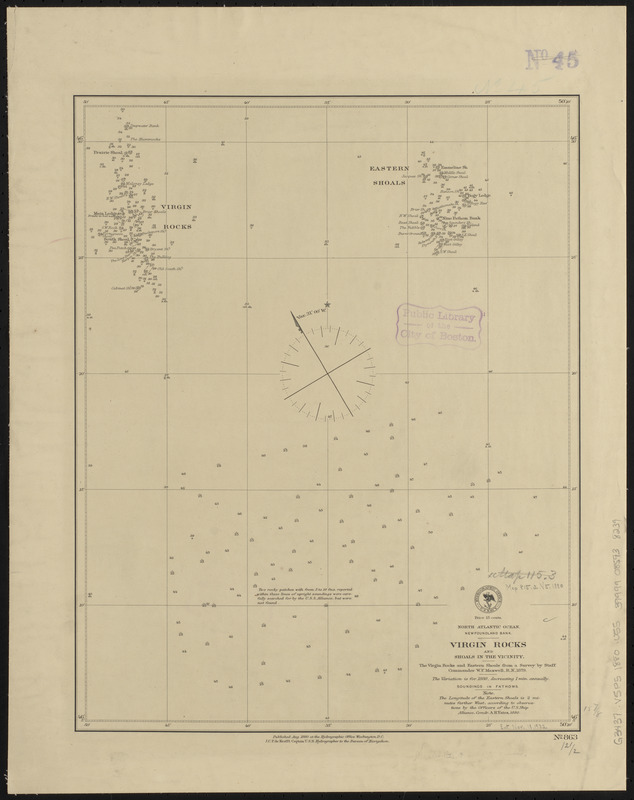 North Atlantic Ocean, Newfoundland Bank, Virgin Rocks and shoals in the vicinity