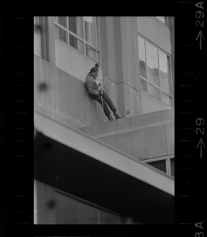 Skiers don't usually use the Sheraton Boston for a slope, but Ruedi Wyrsch did