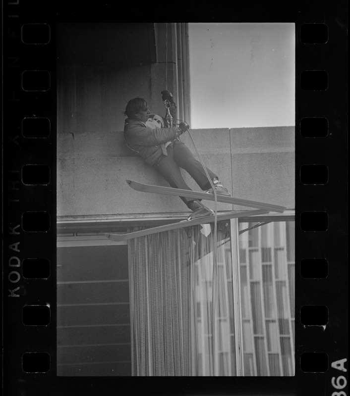 Skiers don't usually use the Sheraton Boston for a slope, but Ruedi Wyrsch did