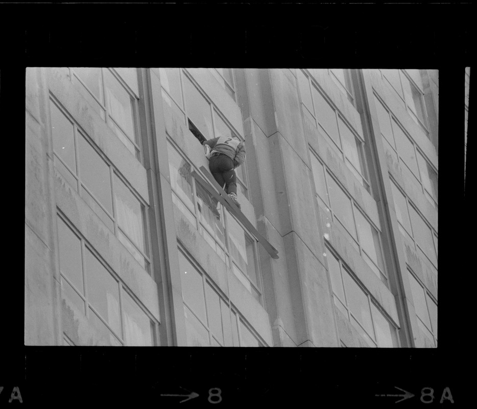 Skiers don't usually use the Sheraton Boston for a slope, but Ruedi Wyrsch did