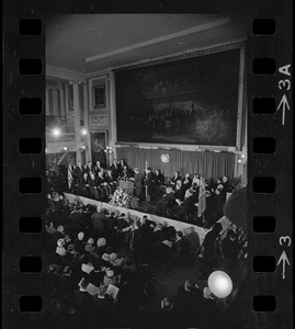 Mayor Kevin White swearing in the School Committee at Faneuil Hall