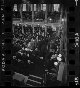 Mayor Kevin White swearing in the City Council at Faneuil Hall