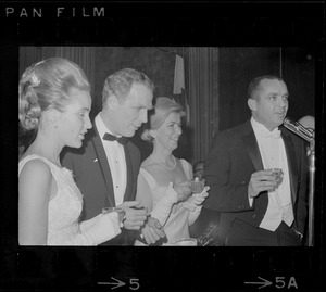 Kathryn White, Boston Mayor Kevin White, Mrs. Richard M. Dray, and Richard M. Dray at White's inauguration ball