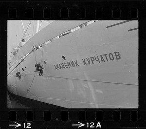Russian oceanographic research ship Akademik Kurchatov docked at Commonwealth Pier