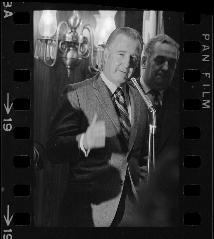 United States Vice President Spiro Agnew addresses luncheon honoring the Hellenic Chronicle at Marriot Hotel in Newton