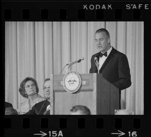 United States Vice President Spiro Agnew speaking at Middlesex Club's Lincoln Day Dinner in Boston