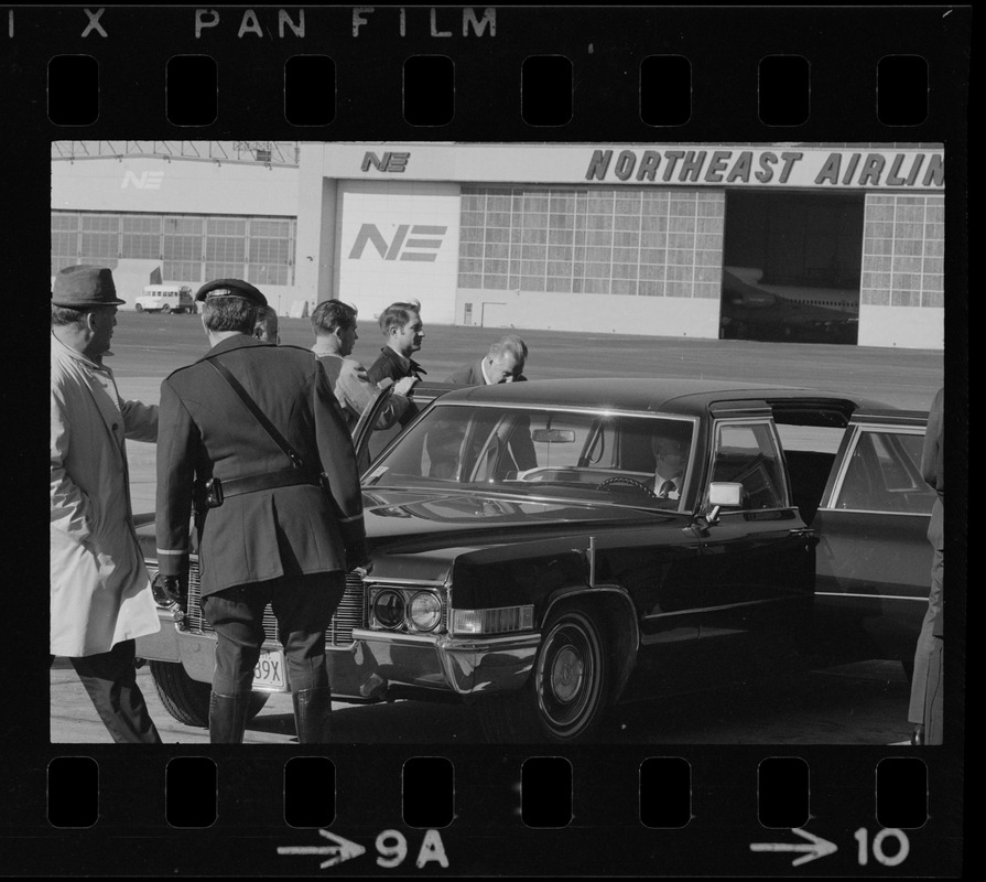 United States Vice President Spiro Agnew arriving at Boston's Logan Airport