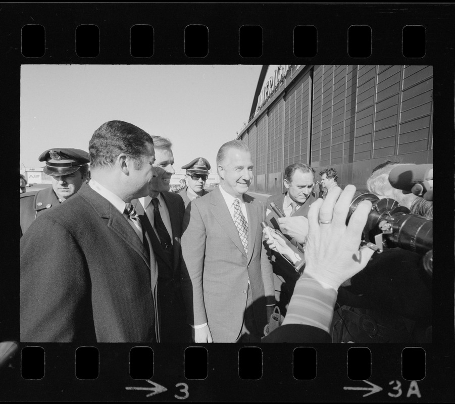 Vice President Agnew and Sen. Edward Brooke, left, who traveled with ...