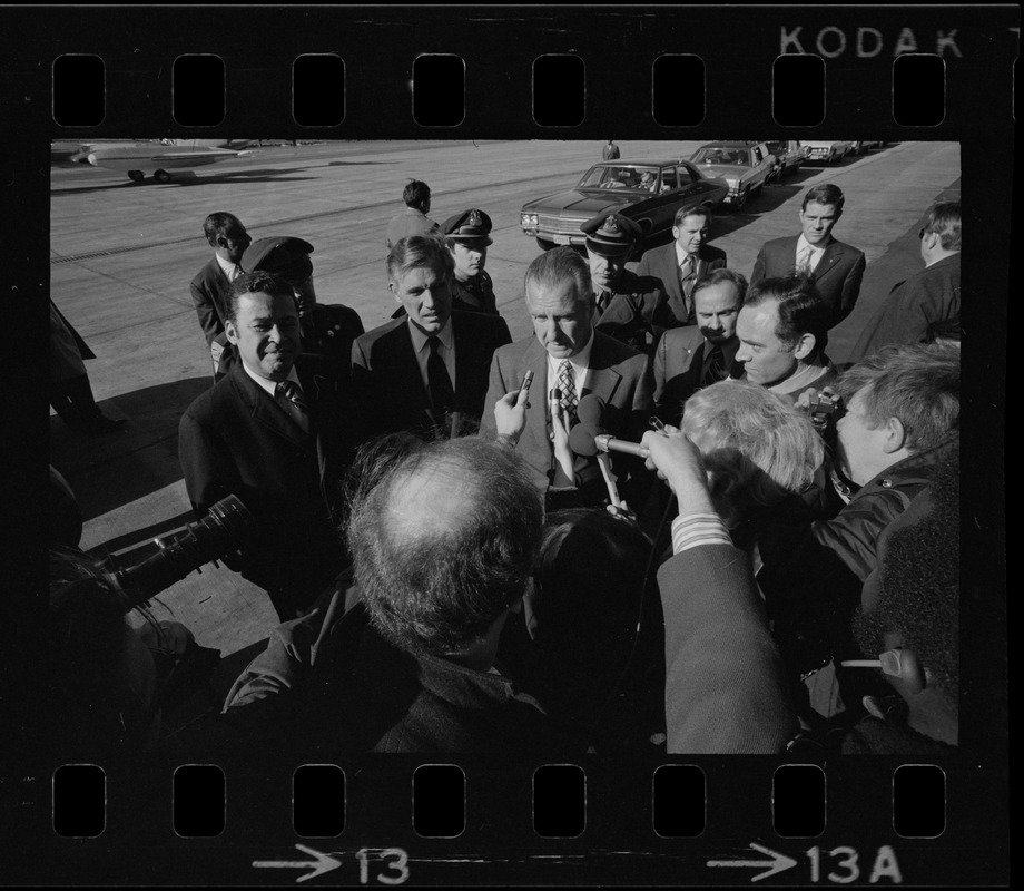 Vice President Agnew and Sen. Edward Brooke, left, who traveled with ...