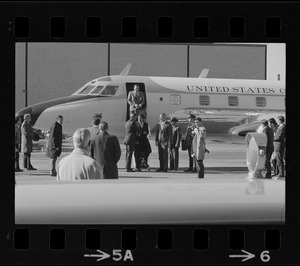 Sen. Edward Brooke and Vice President Spiro Agnew arriving at Boston's Logan Airport