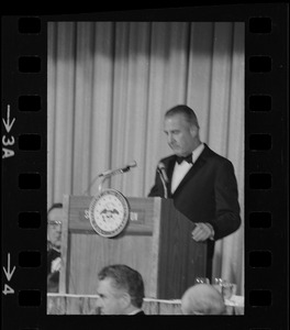 United States Vice President Spiro Agnew speaking at Middlesex Club's Lincoln Day Dinner in Boston