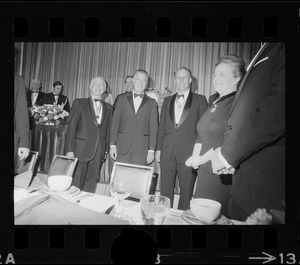 Vice Pres. Spiro Agnew, Gov. Sargent and Middlesex Club pres. Philip Lowe arrive at Lincoln Day Dinner