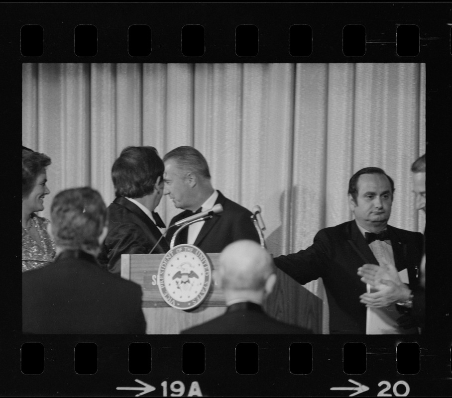 United States Vice President Spiro Agnew speaking at Middlesex Club's Lincoln Day Dinner in Boston