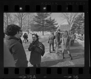 Students at Amherst College campus during building occupation