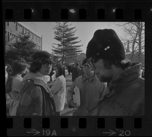Students at Amherst College campus during building occupation
