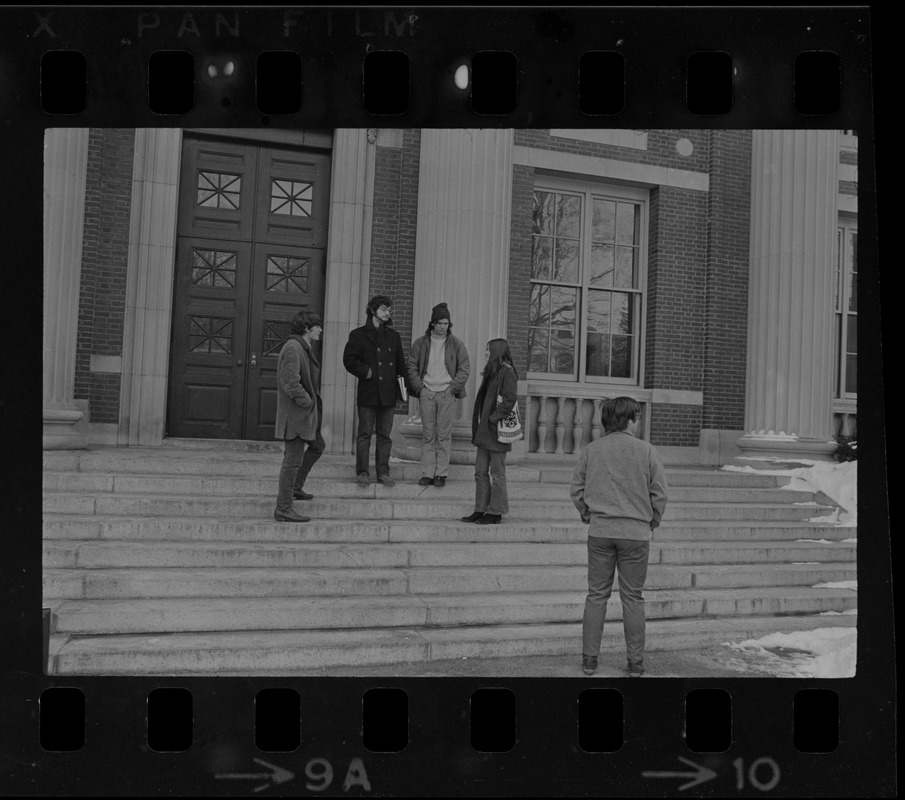 Students at Amherst College campus during building occupation