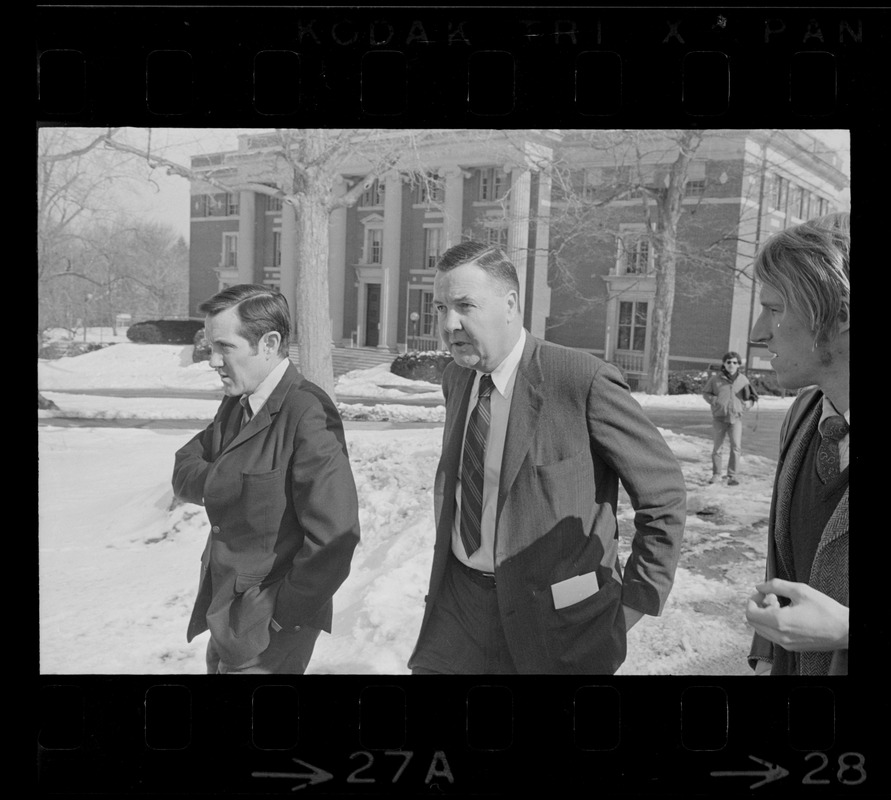 Amherst College President Dr. Calvin Plimpton during seizure of buildings by black students