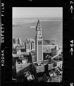 Aerial view of the Central Artery and the Custom House Tower, Boston