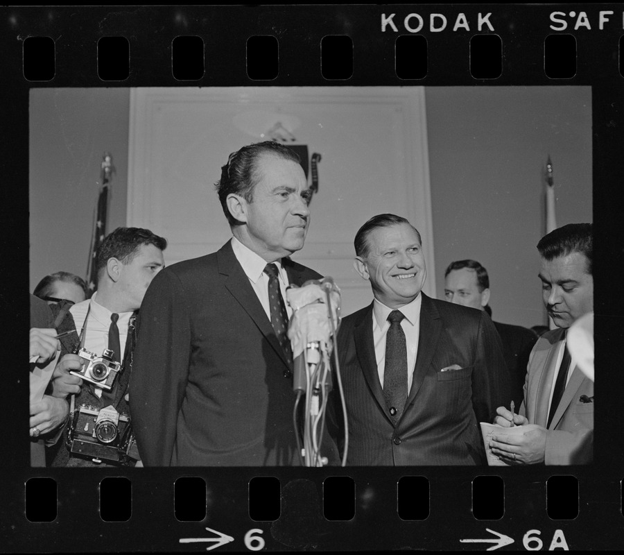 Gov. John Volpe and presidential candidate Richard Nixon at the Massachusetts State House