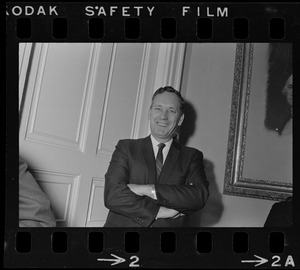 Unidentified man at the Massachusetts State House during visit by presidential candidate Richard Nixon