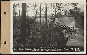 Ware River, Ware Mills, Otis Co., dam, looking upstream, flow 757 cubic feet per second, Ware, Mass., 4:45 PM, Oct. 20, 1932