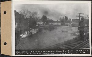 Ware River at George W. Wheelwright Paper Co. dam, drainage area = 130 square miles, flow = 570 cubic feet per second = 4.4 cubic feet per second per square mile, Barre, Mass., Mar. 23, 1933