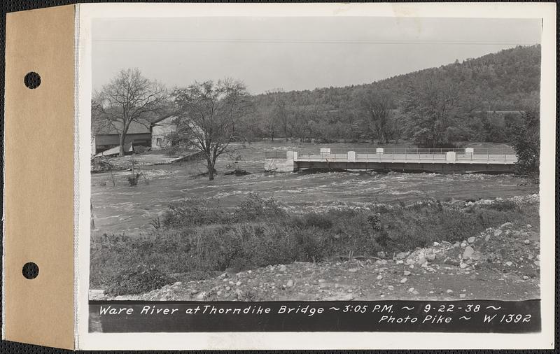 Ware River at Thorndike bridge, Palmer, Mass., 3:05 PM, Sep. 22, 1938