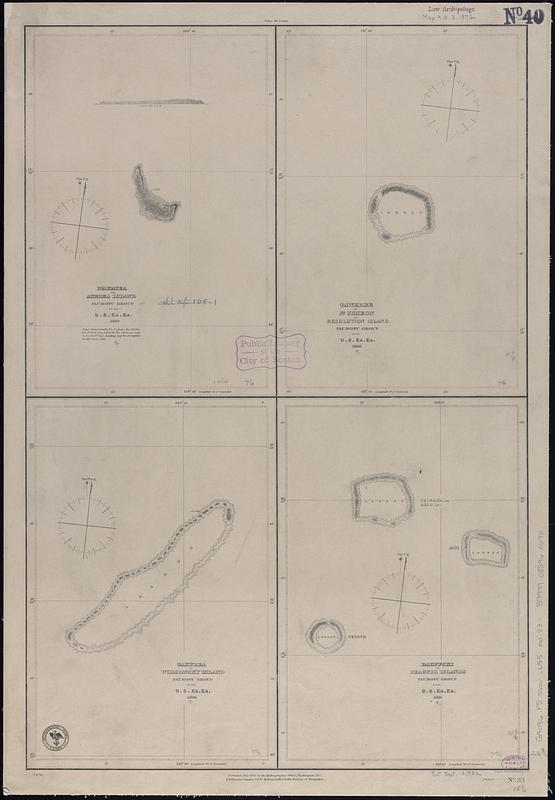 Makatea or Aurora Island, Paumotu Group ; Taweree or St. Simeon or Resolution Island, Paumotu Group ; Takurea or Wolconsky Island, Paumotu Group ; Raeffski or Seagull Islands, Paumotu Group