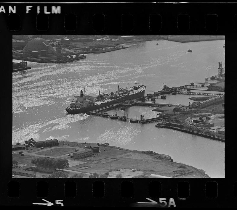 Tanker at Mystic River pier, Everett