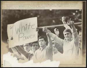 Some of the students who boycotted Trenton Central H.S. demonstrate outside the school 9/26. The school closed early 9/26 due to racial tension.