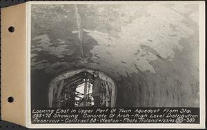 Contract No. 80, High Level Distribution Reservoir, Weston, looking east in upper part of twin aqueduct from Sta. 885+70 showing concrete of arch, high level distribution reservoir, Weston, Mass., Apr. 23, 1940