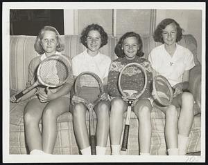 Two Sets of Tennis Sisters competing in the State Junior tournament at the Longwood Cricket Club are (left to right) Judy and Joyce Sargent of Weston and Joan and Patty Sullivan of Belmont.