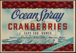Ocean Spray Cranberried Cape Cod Howes Quarter Barrel Box Label