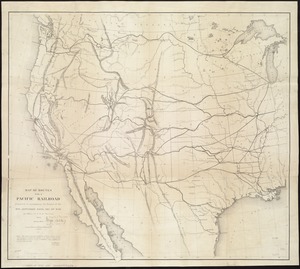 Map of routes for a Pacific railroad