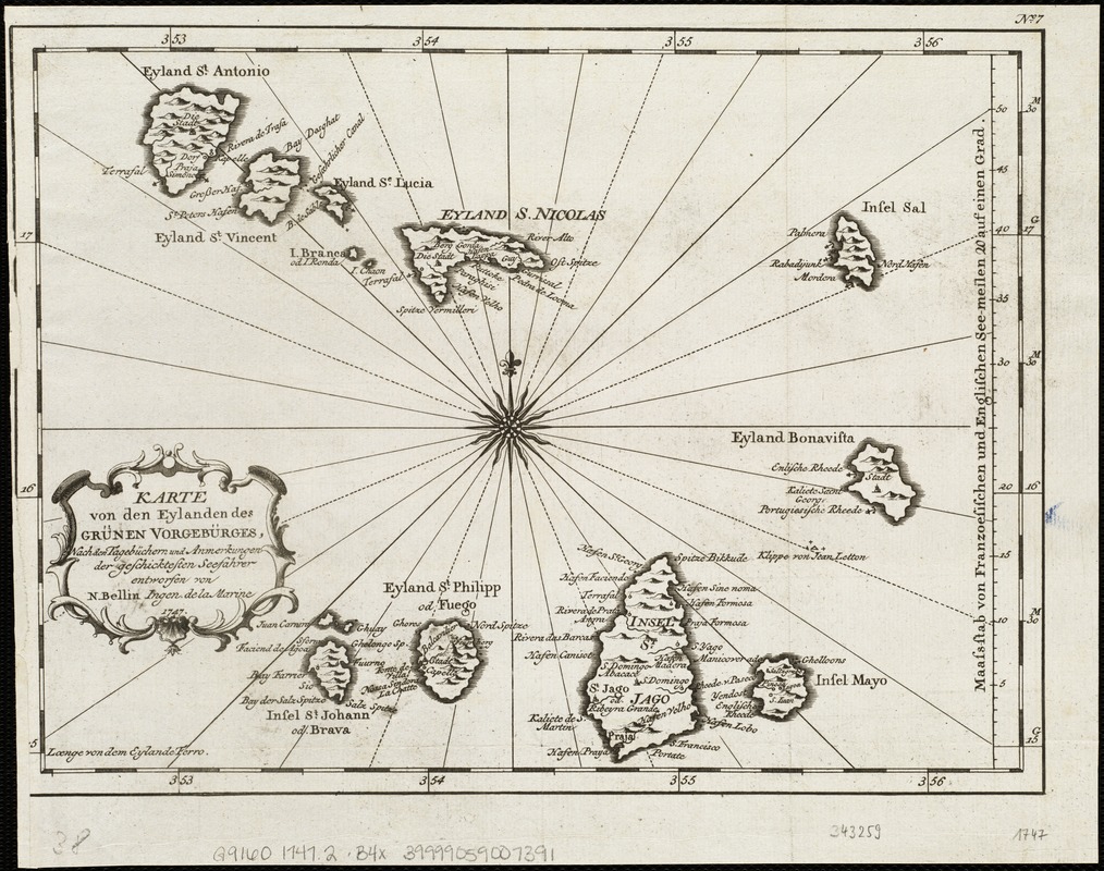 Karte von den Eylanden des Grünen Vorgebürges, nach den Tagebüchern und Anmerkungen der geschicktesten Seefahrer