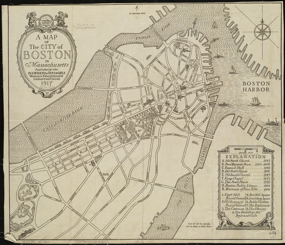 A map of the city of Boston in Massachusetts