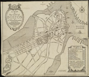A map of the city of Boston in Massachusetts