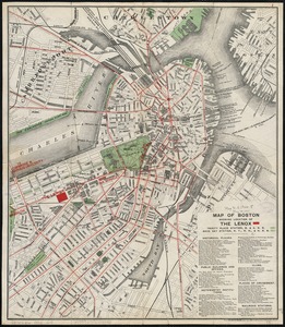 Map of Boston showing location of the Lenox