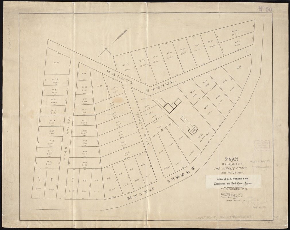 Plan of building lots on the "Kimball" Estate Arlington, Mass. ... at 3 o'clock p.m