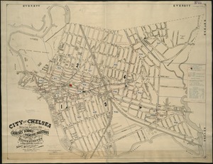 City of Chelsea with the location of its churches, schools and principal industries