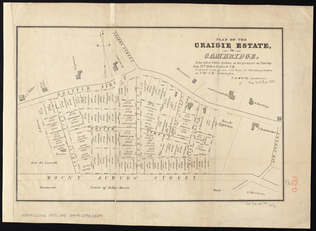 Plan of the Craigie Estate in Cambridge