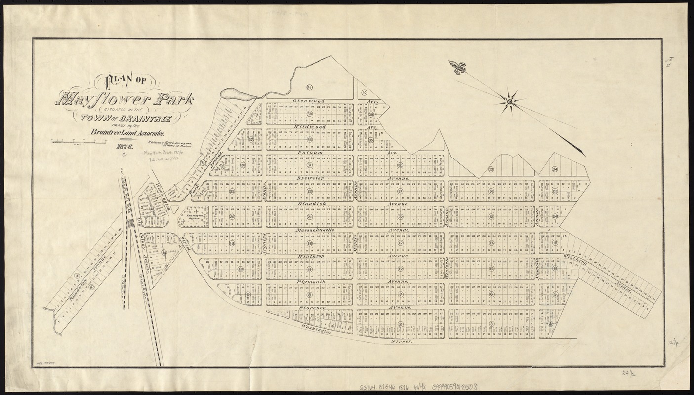 Plan of Mayflower Park situated in the town of Braintree owned by the Braintree Land Associates