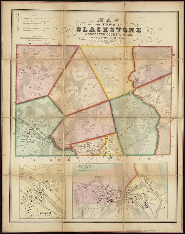 Map of the town of Blackstone, Worcester County, Mass