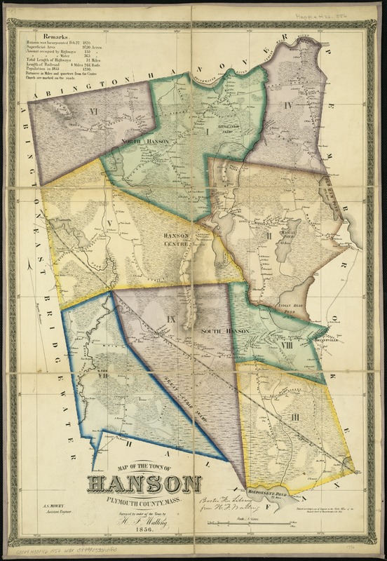 Map of the town of Hanson, Plymouth County, Mass