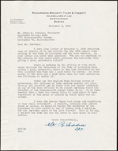 Letter from G. K. Richardson to Edwin B. Worthen, November 8, 1946