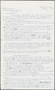 Handwritten report to the Board of Selectmen from the Veterans Housing Committee (by Edwin B. Worthen), February 1947